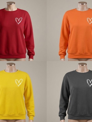 Women's sweatshirts with heart design, pack of 4, multicolor