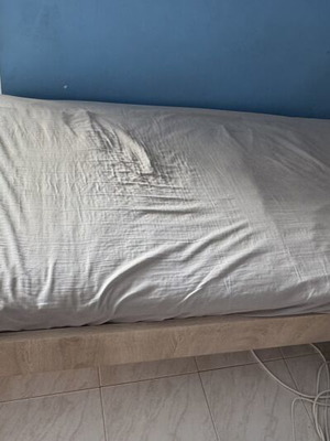 Single bed oak and blue without mattress like new
