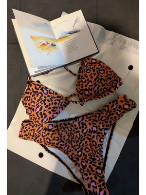 Shein bikini swimsuit, animal print, high waist, size L