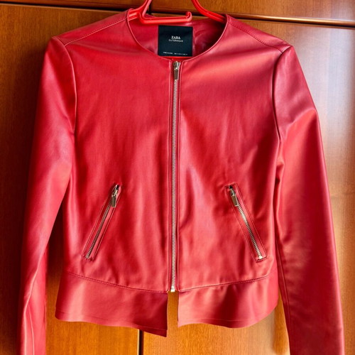 Zara red faux leather jacket like new