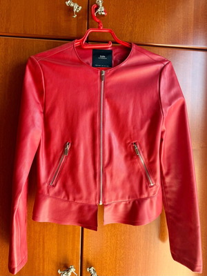 Zara red faux leather jacket like new