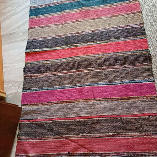 Traditional Handwoven Rag Rug like new, 80 cm × 3 m