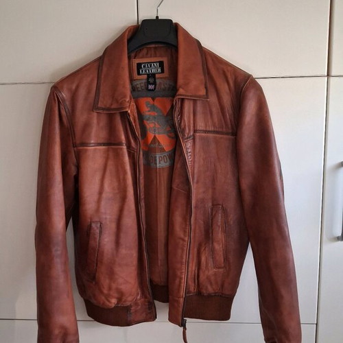 Leather jacket tabac Large like new, brown
