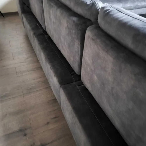 Large gray P-shaped fabric corner sofa with electric recliner LS701521 new
