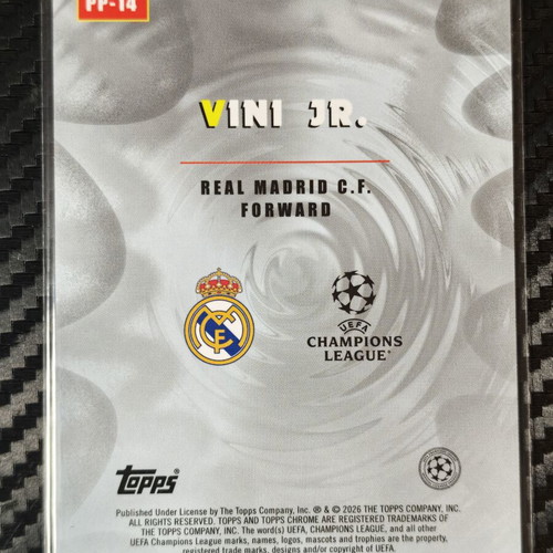 2025/26 Topps Chrome UEFA Club Competitions Vinícius Jr. Power Players Insert card