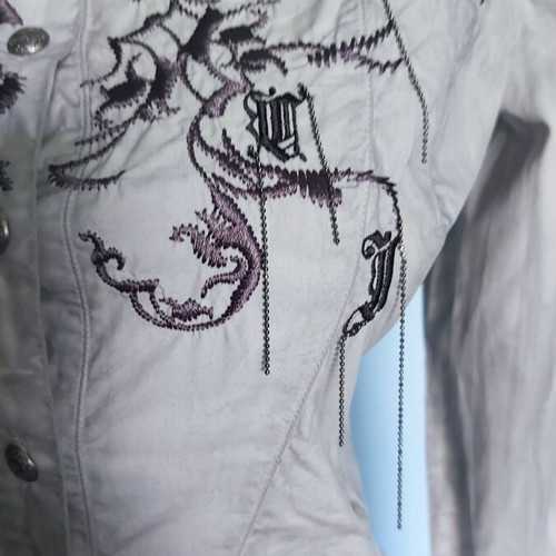 Γυναικεία σχεδιαστική πουκάμισο Versace Jeans Couture, γκρι βαμβάκι
