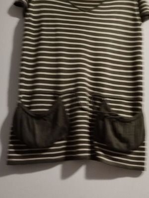 Women's blouse like new, cotton and viscose, modern olive and white