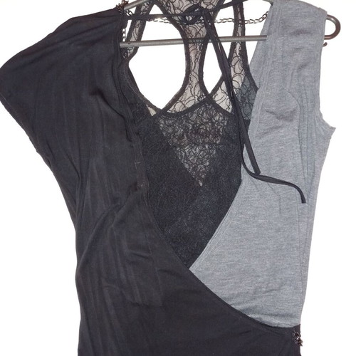 Ysatis evening tops like new, 2 pieces, size L, black and gray