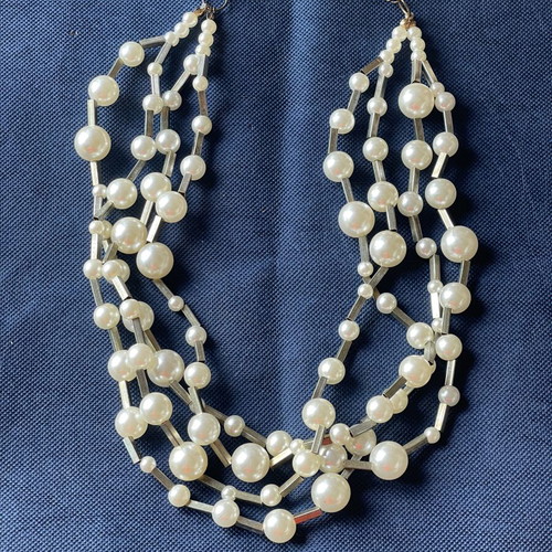 Vintage multi-strand faux pearl necklace 4 strands 80s-90s