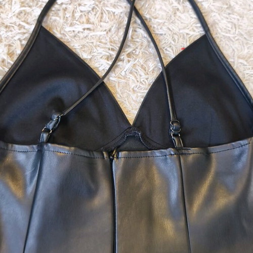 Bershka leather dress black like new with straps