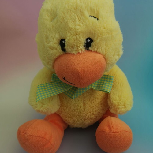 Sunkid plush duck or chick, yellow, 25 cm, Germany