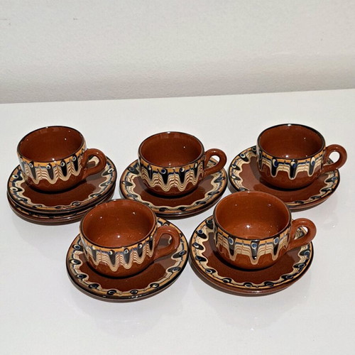 Coffee set ceramic cups and saucers 11 pcs new
