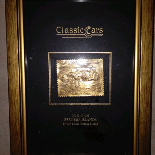 Classic Cars collectible frame with 22K gold postage stamp used