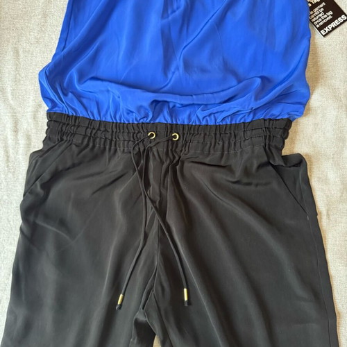 Jumpsuit black/blue new, lightweight airy fabric