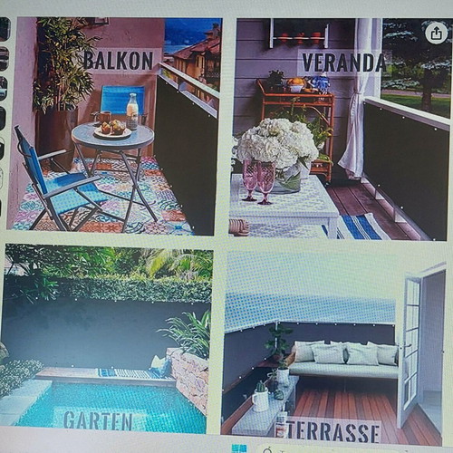 Balcony Curtain new, water-repellent polyester 0.85x4.00m