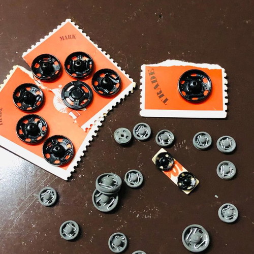 Metal snaps new, pack of 25 pieces, black and gray