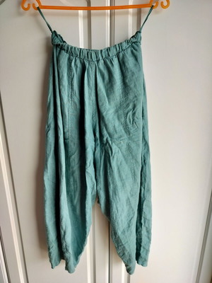 Grand high-waisted linen pants like new, turquoise, small/medium