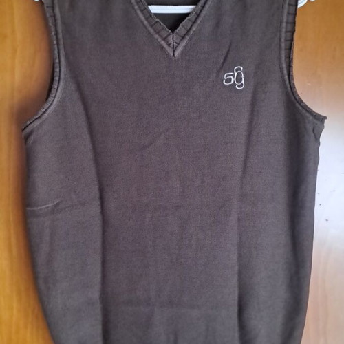 Staff cotton sleeveless vest, grey-brown