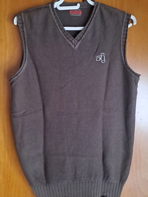 Staff cotton sleeveless vest, grey-brown