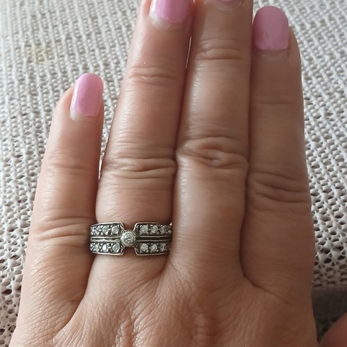 Ring with zirconia, 925 silver, 17.5 mm, like new