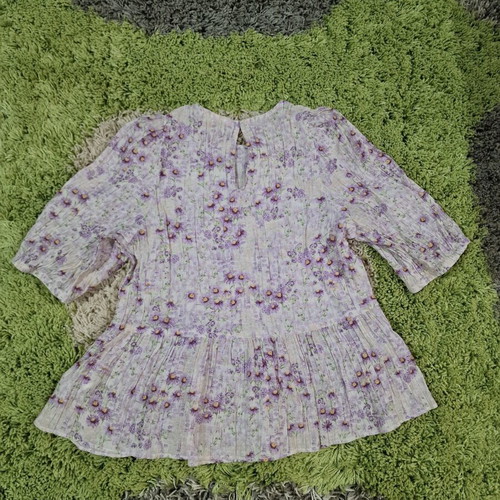 H&M Floral Romantic Peplum Blouse Size S New