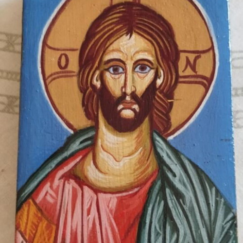 Byzantine Icon Jesus Christ Handmade, 10x6 cm