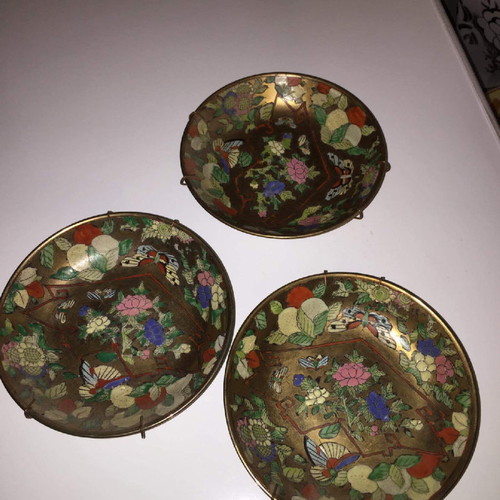 Set of handmade wall plates, 3 pieces, 14 cm