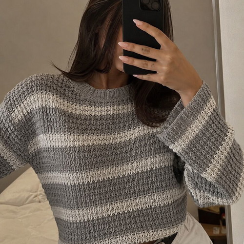 Pull & Bear cozy sweater with chunky knit, white and grey