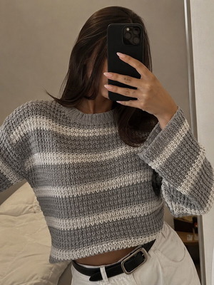 Pull & Bear cozy sweater with chunky knit, white and grey