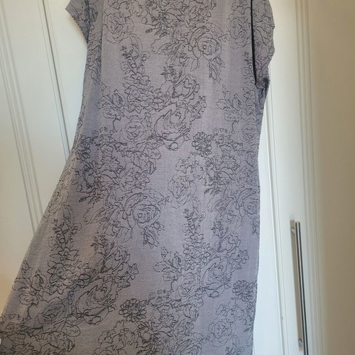 Toi&Moi women's dress, grey melange/purple, loose fit with floral pattern