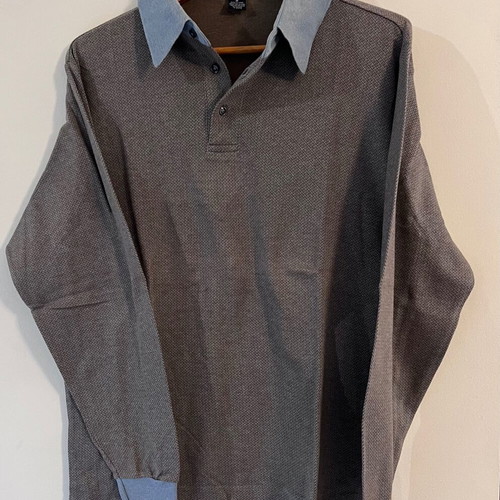 Gant long-sleeve polo shirt like new, size M-L, gray and blue