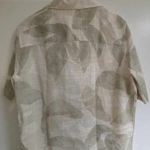 Zara relaxed fit men's shirt, viscose lyocell linen, large, sand color