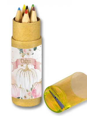 Pumpkin Colored Pencils New with Name, Set of 6
