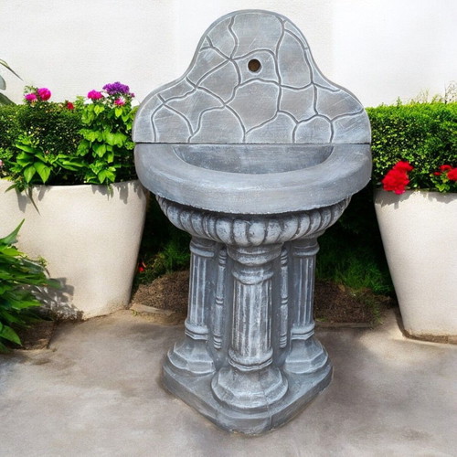 Aphrodite Concrete Garden Fountain for Wall in Gray and White
