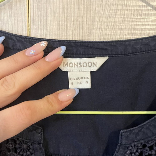 Monsoon blue short-sleeve blouse size 36 like new