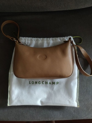 Τσάντα ώμου Longchamp mini δερμάτινη σαν καινούργια, μπεζ καφέ