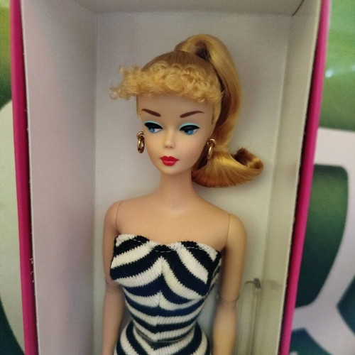 Barbie Mattel doll with black and white vintage bathing suit, new