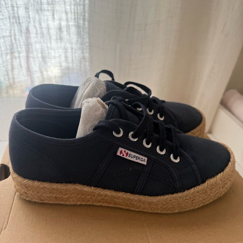 Superga sneakers used with straw, size 38, blue
