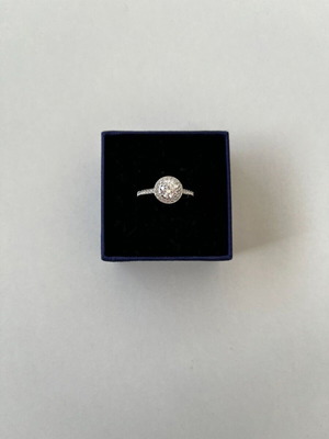 Swarovski ring size 55, round cut, silver tone finish
