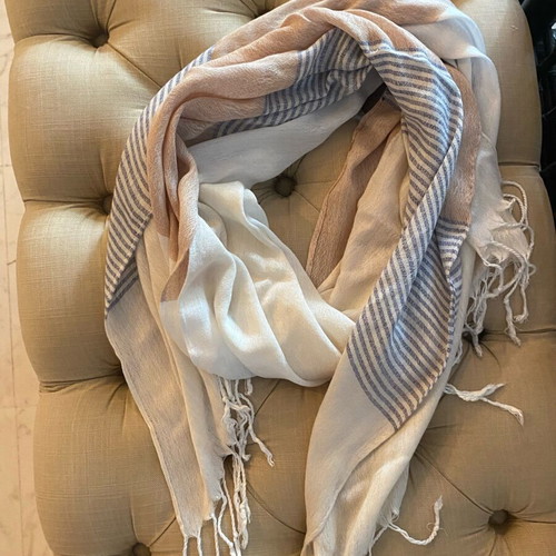 Scarf like new, 61x1.70cm, white and grey