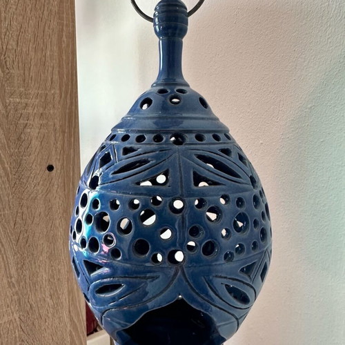 Ceramic decorative blue large kandili new