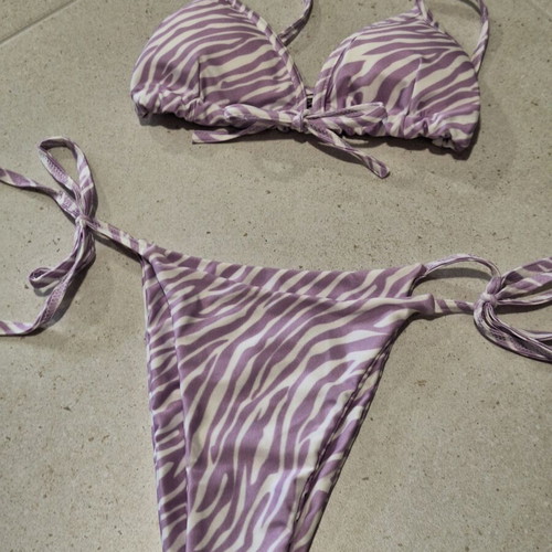 Decoro Lilac Zebra Print Bikini Set new, size S/M