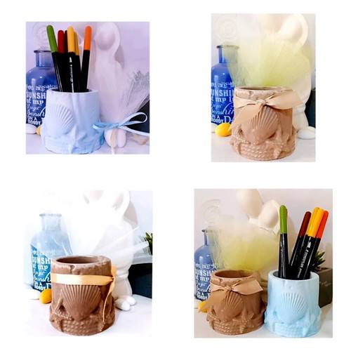Handmade bombonieres with ceramic pencil holder, custom colors