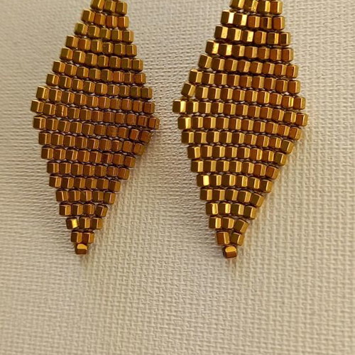 Handmade earrings with natural hematite stone, new, gold and silver