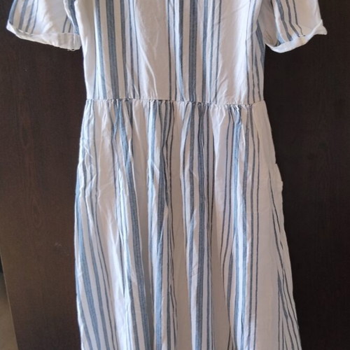 Zara linen striped dress white and blue XS like new with lining