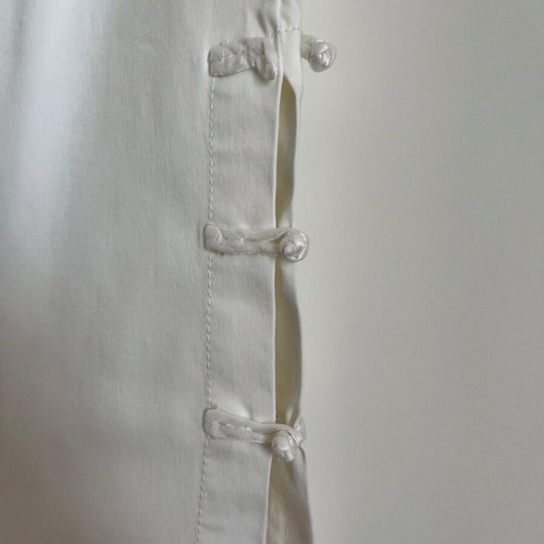 Carla G white midi skirt with slits and buttons, size 44