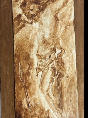 Estavromenos painting on wood by artist Aki Vasilopoulos new