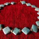 Chalcedony turquoise necklace and earrings set used with 14k KC gold-plated clasp