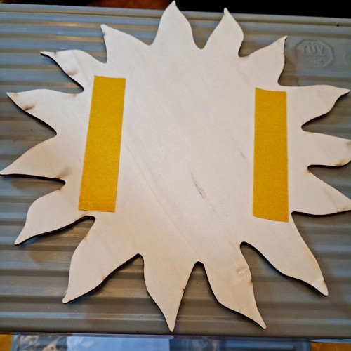 Sun Decoration new, wood, diameter 20 cm, bright yellow