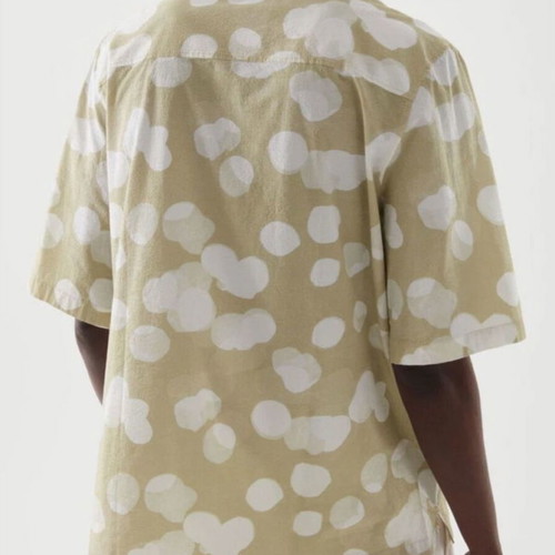 COS Cotton Seersucker Shirt like new, short sleeve, beige with white dots